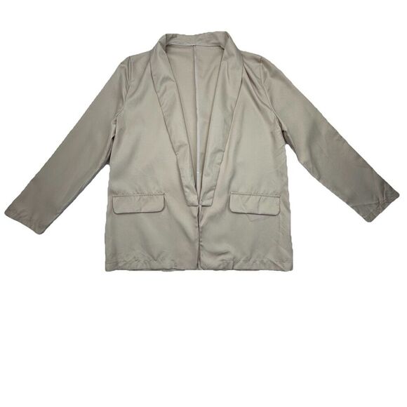 Beige Blazer Long Sleeve Open Front Size XL Work Office Jacket Lightweight - Picture 7 of 11